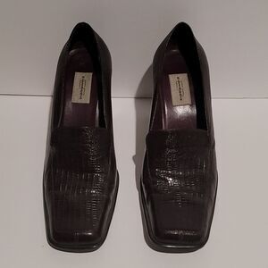 Vintage Evan Picone Brown Alligator Skin Pattern 7.5 Heels